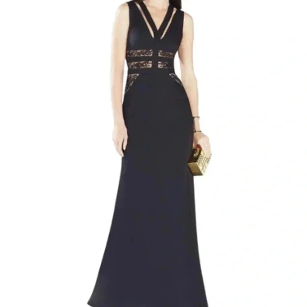 BCBGMAXAZARIA | Emyli Lace Blocked V-Neck  Dress